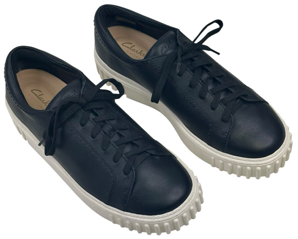 Clarks Mayhill Walk Platform Walking Shoe Black Leather Womens 9.5M New $120